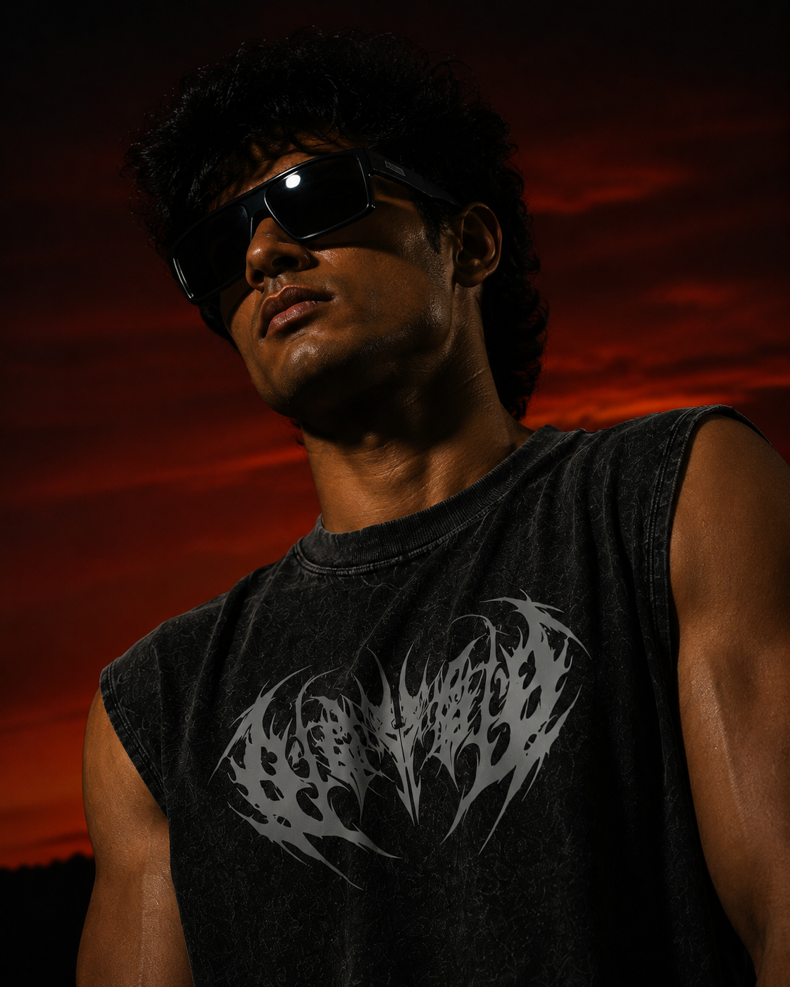 Dark Grey Acid-wash Sleeveless Tee- Void Seraph