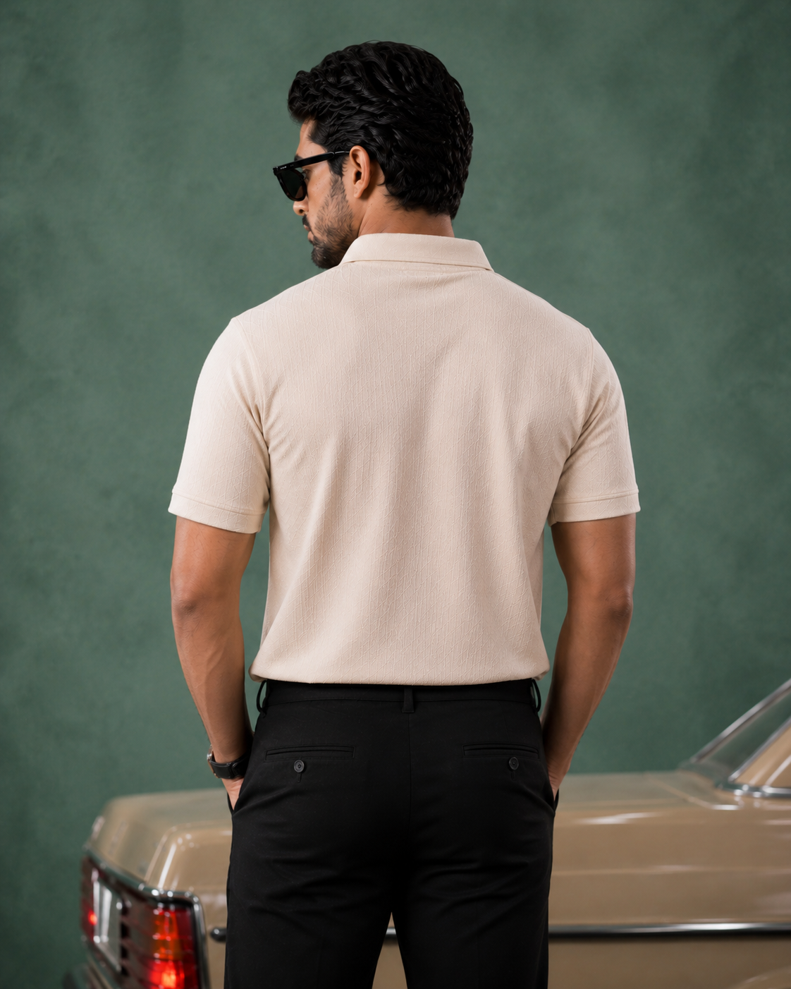 Light Beige Textured Polo