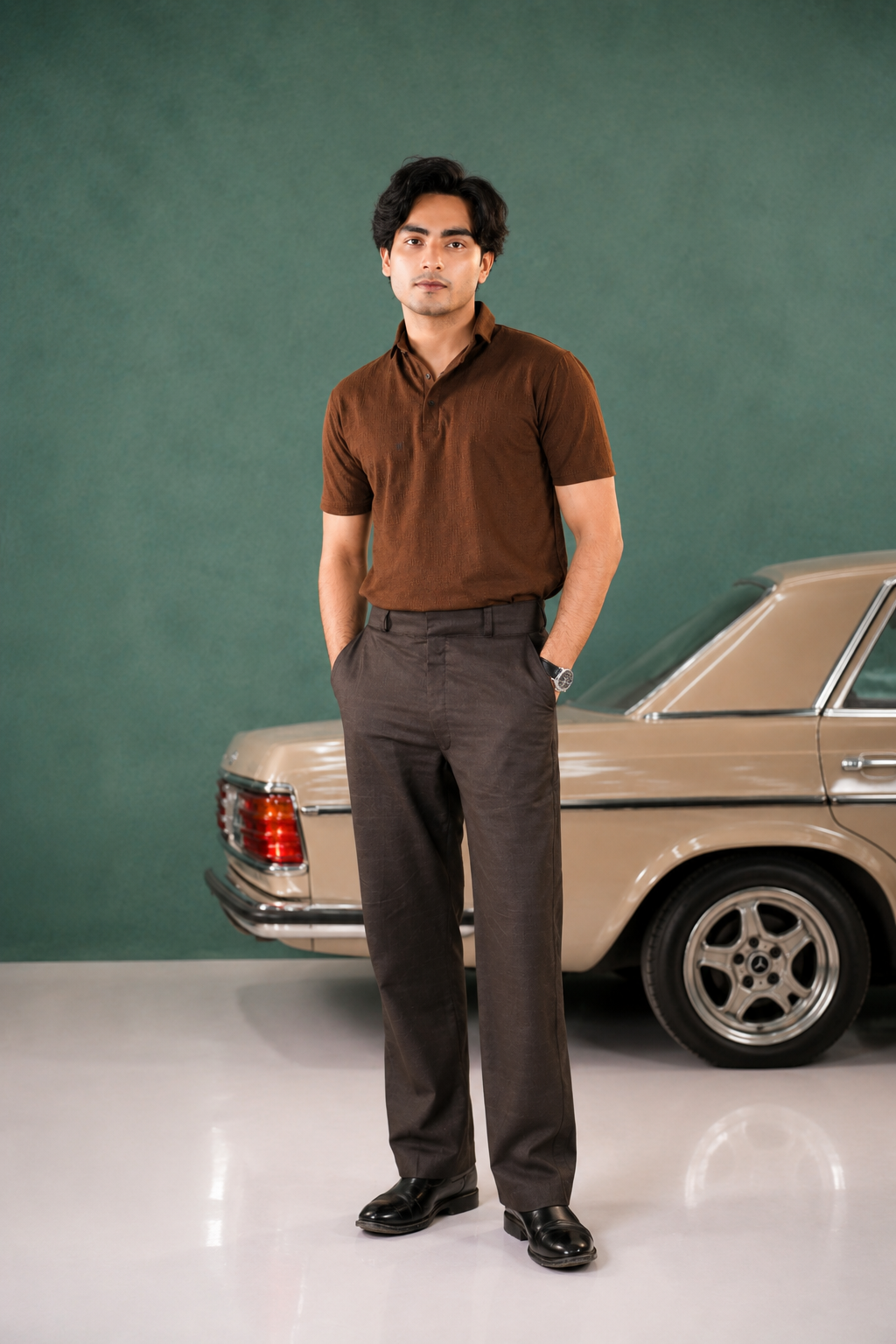 Chocolate Brown Textured Polo