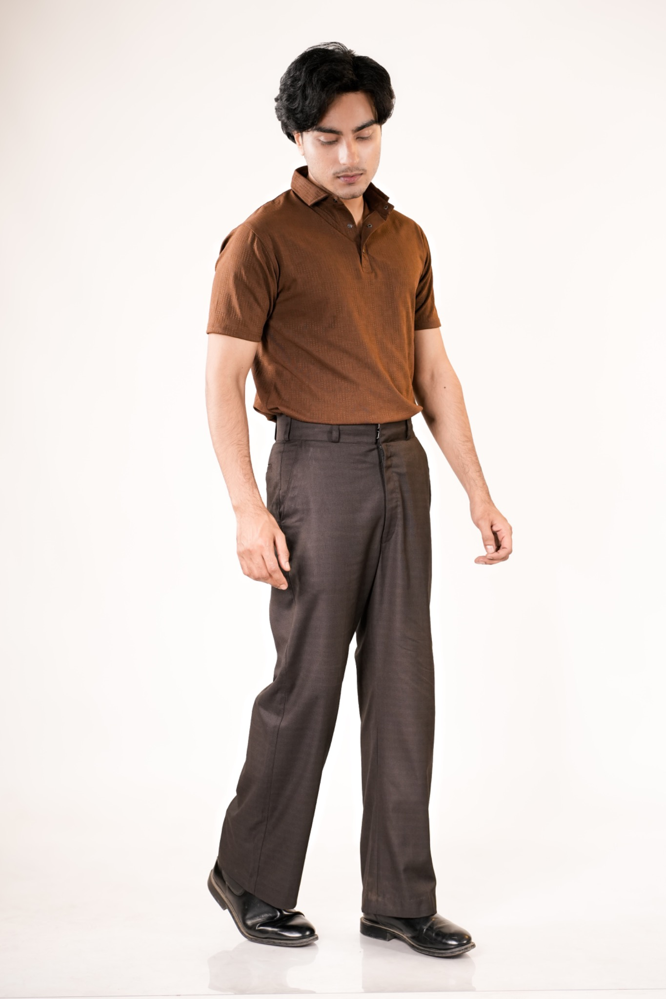Chocolate Brown Textured Polo
