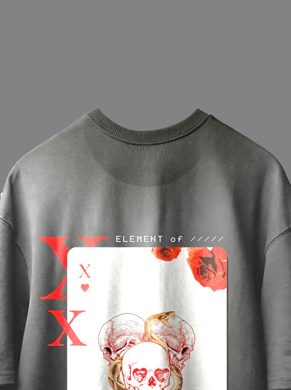 The 'X of Hearts' Oversized Acid-Wash Tee