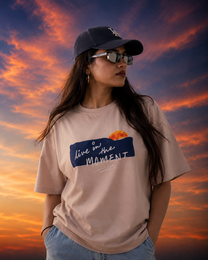 "Live the Moment" Oversized Tee