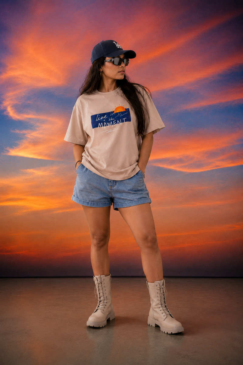 "Live the Moment" Oversized Tee