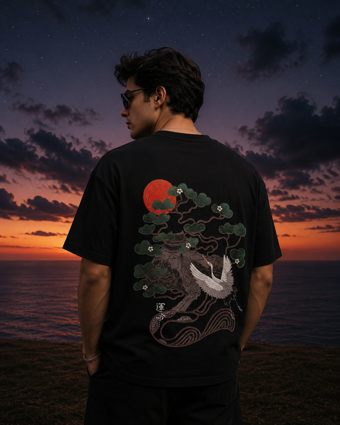 'Eternal Crane' Oversized Tee