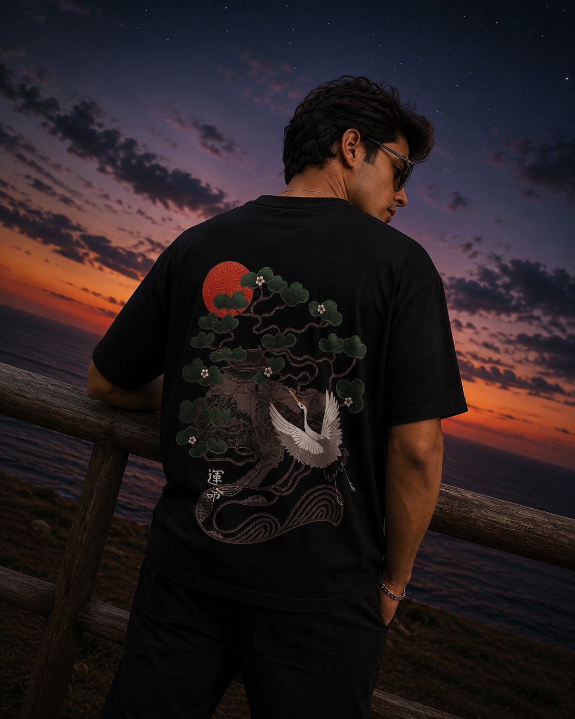 'Eternal Crane' Oversized Tee