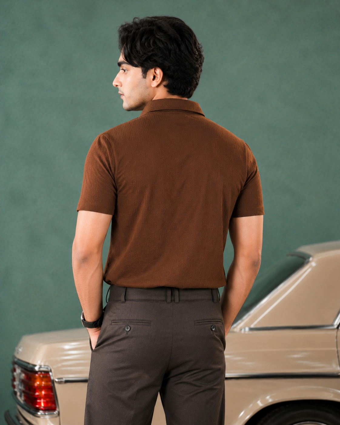 Chocolate Brown Textured Polo