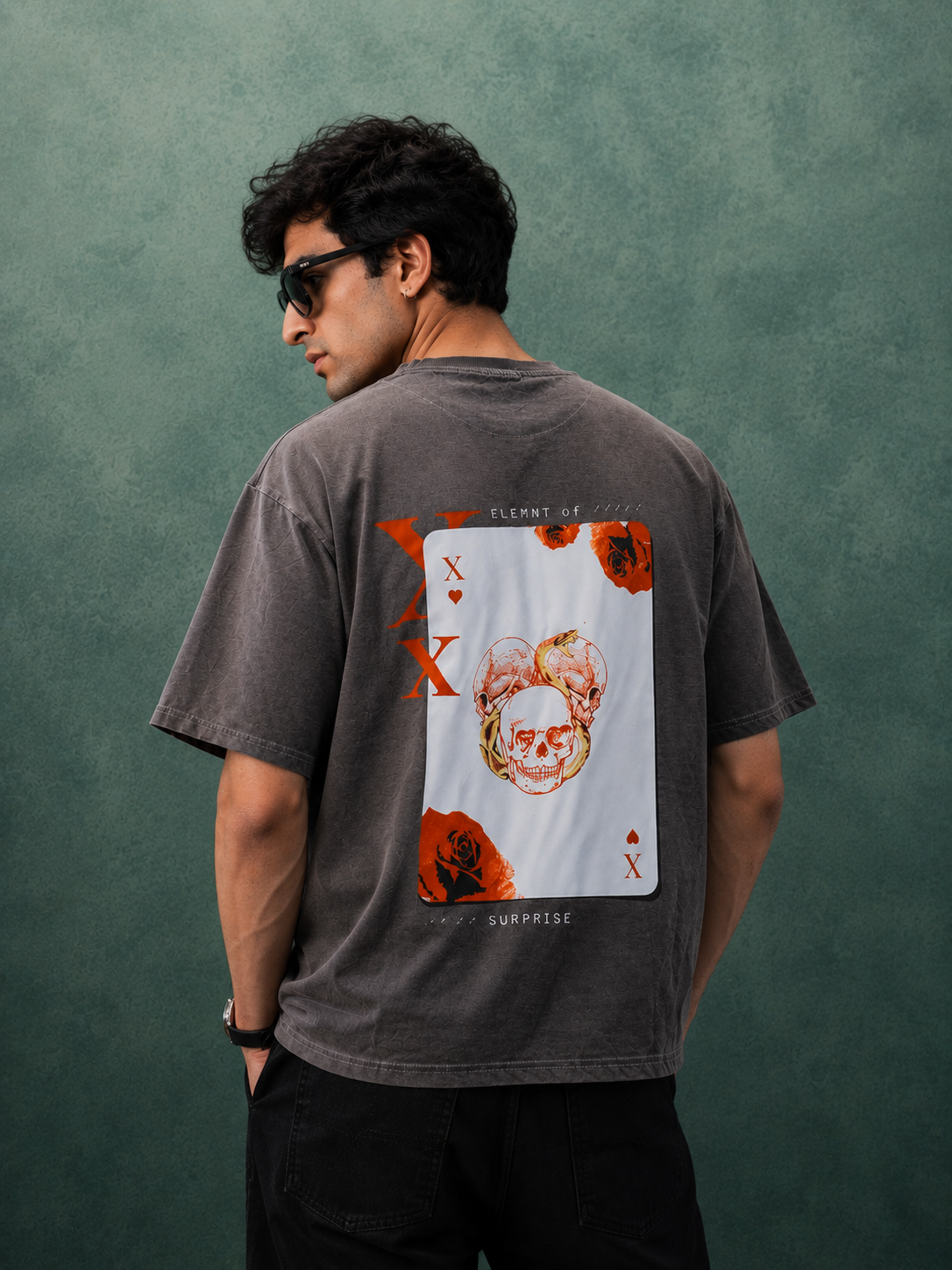 The 'X of Hearts' Oversized Acid-Wash Tee
