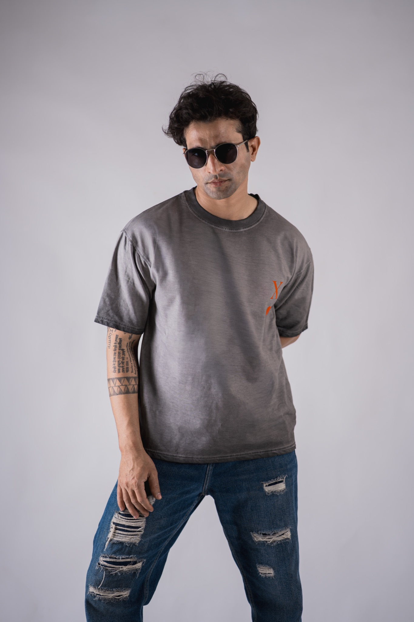 The 'X of Hearts' Oversized Acid-Wash Tee