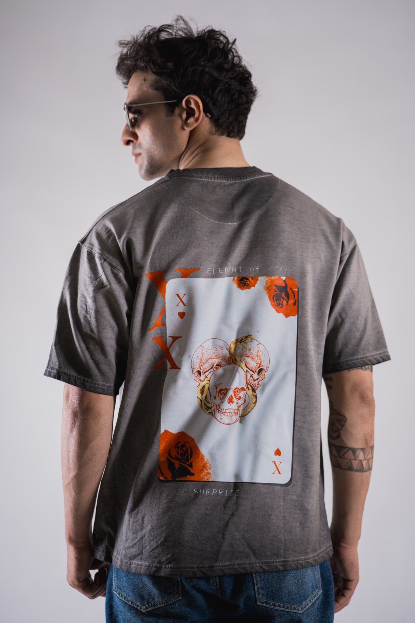 The 'X of Hearts' Oversized Acid-Wash Tee