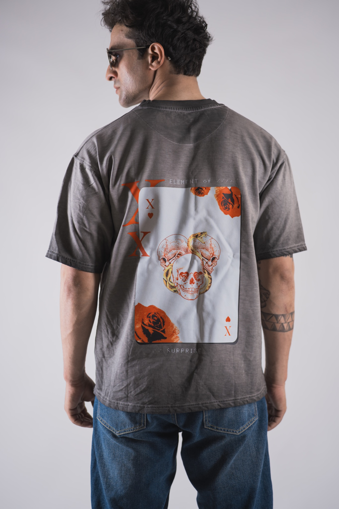 The 'X of Hearts' Oversized Acid-Wash Tee