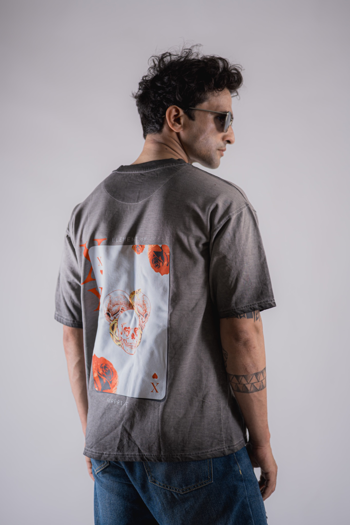 The 'X of Hearts' Oversized Acid-Wash Tee