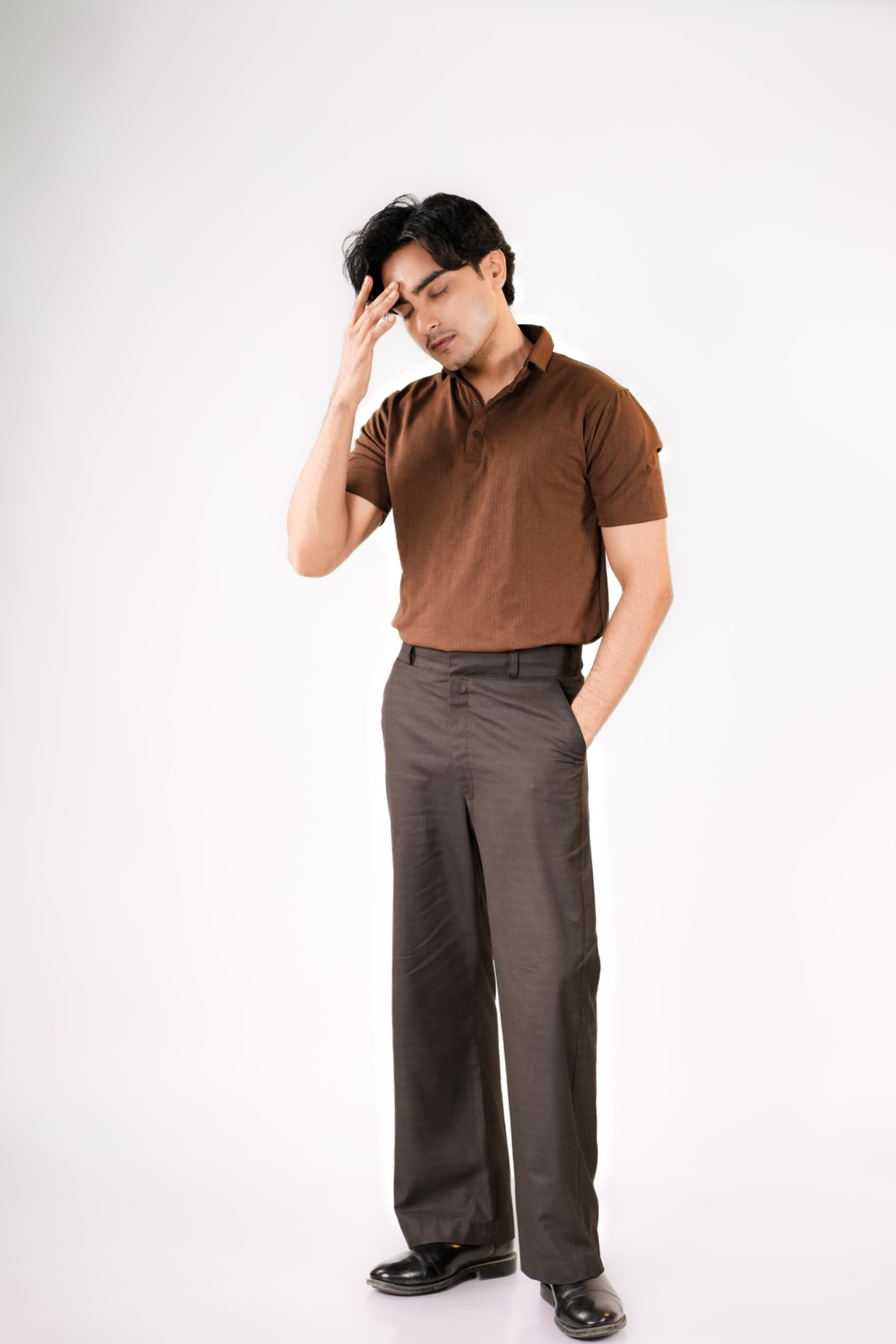 Chocolate Brown Textured Polo