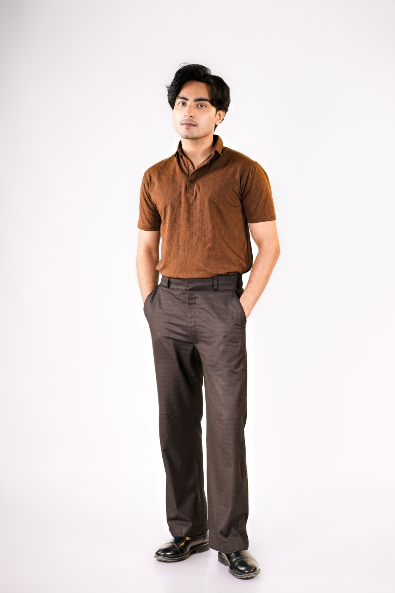 Chocolate Brown Textured Polo