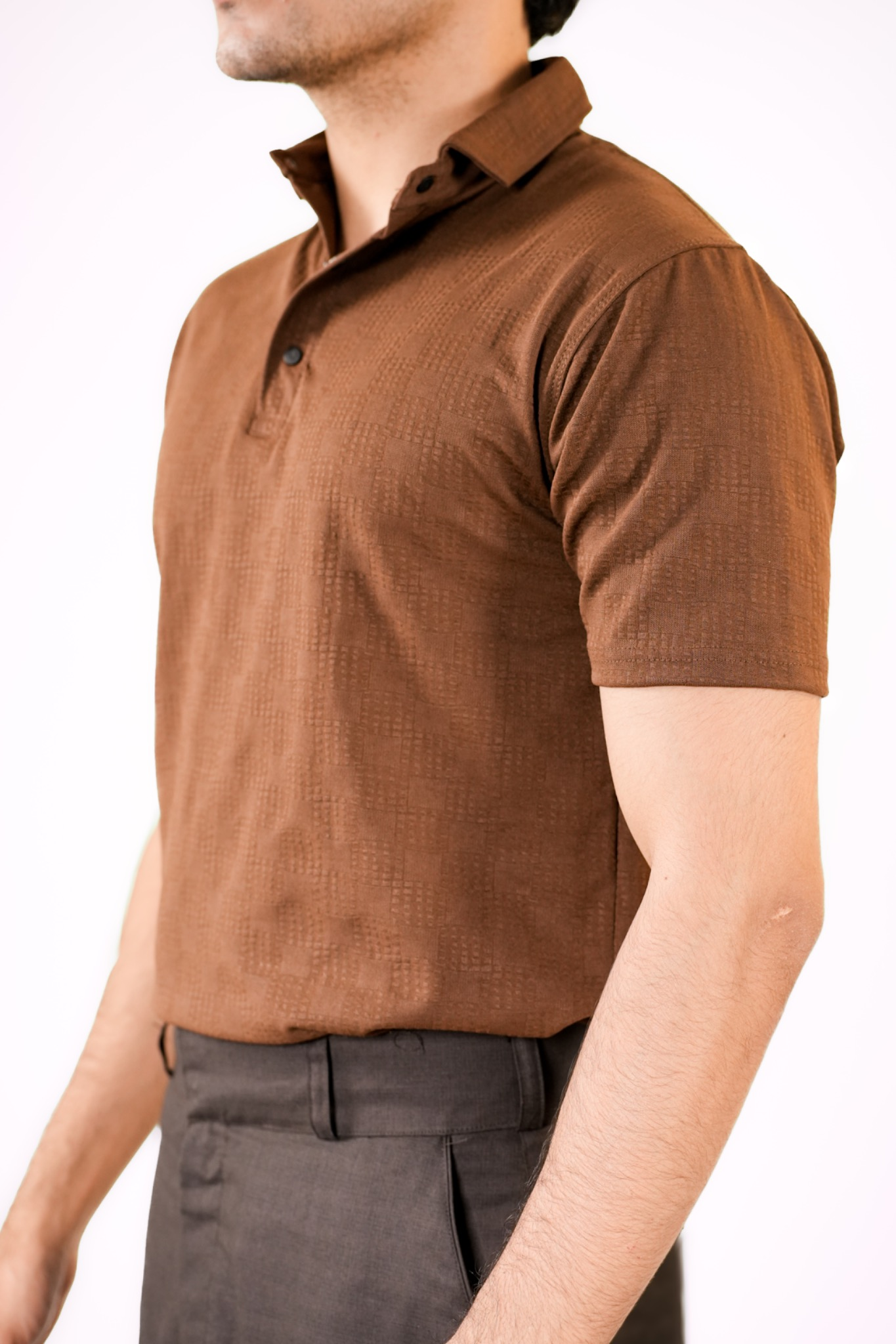 Chocolate Brown Textured Polo