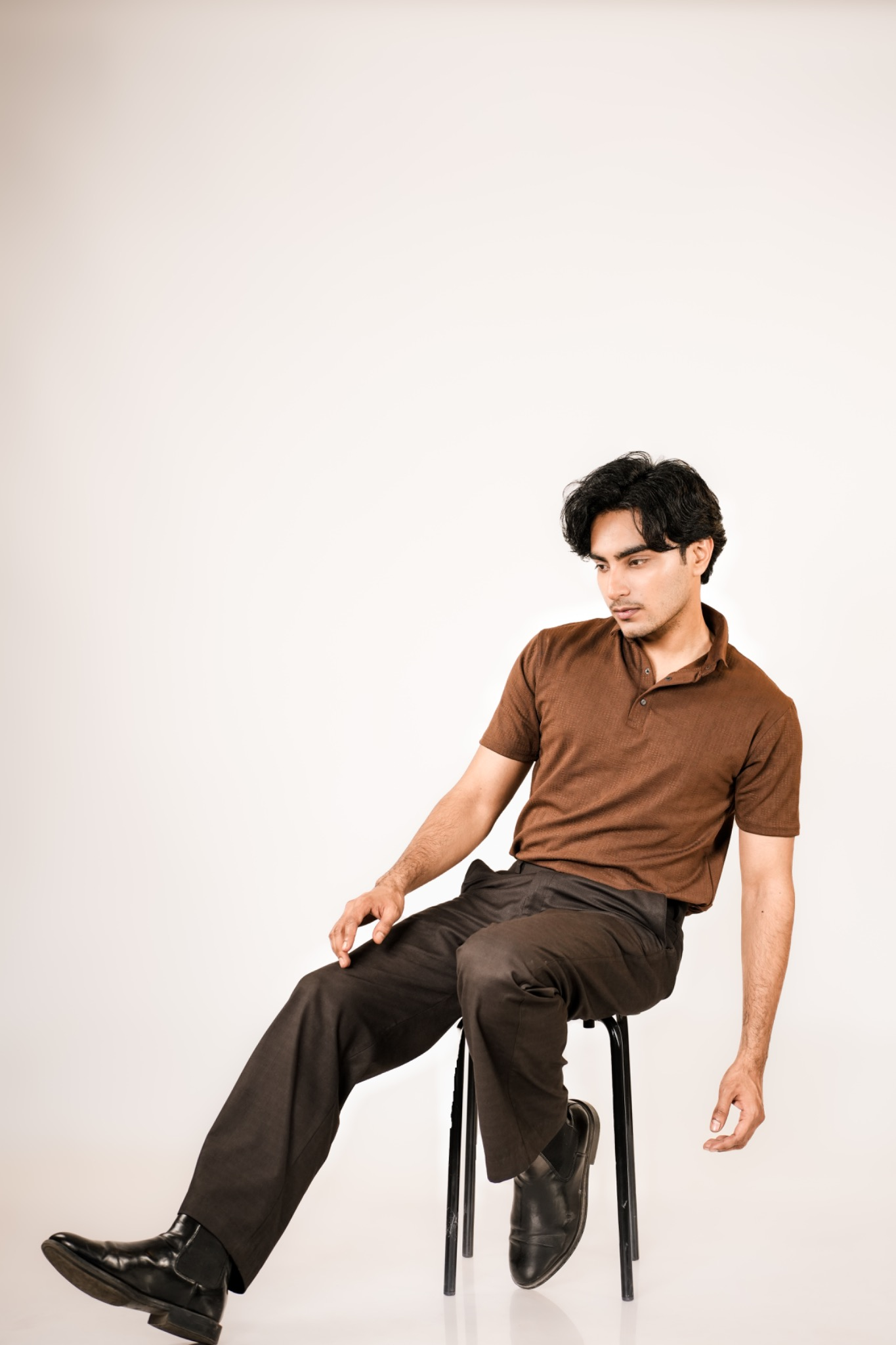 Chocolate Brown Textured Polo