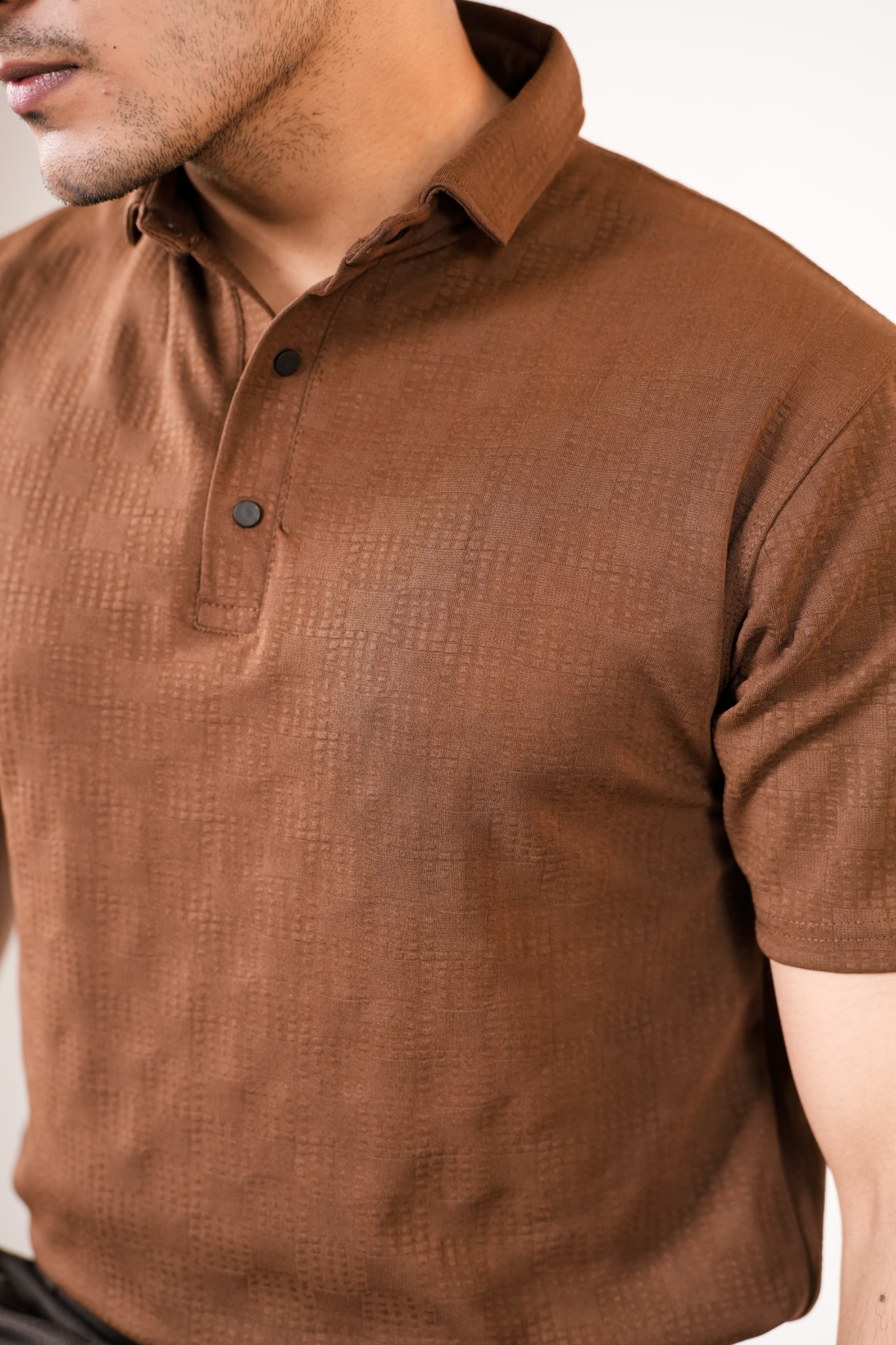Chocolate Brown Textured Polo