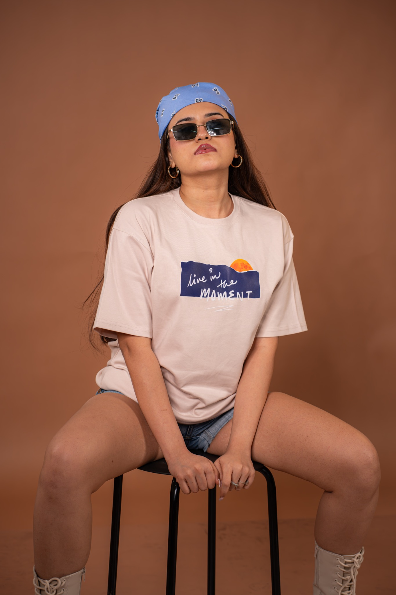 "Live the Moment" Oversized Tee