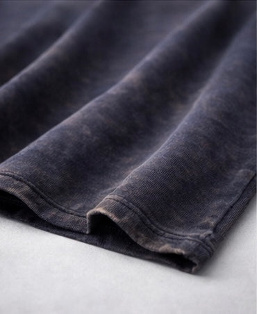 Acid Wash Zipper Polo- Dark Blue