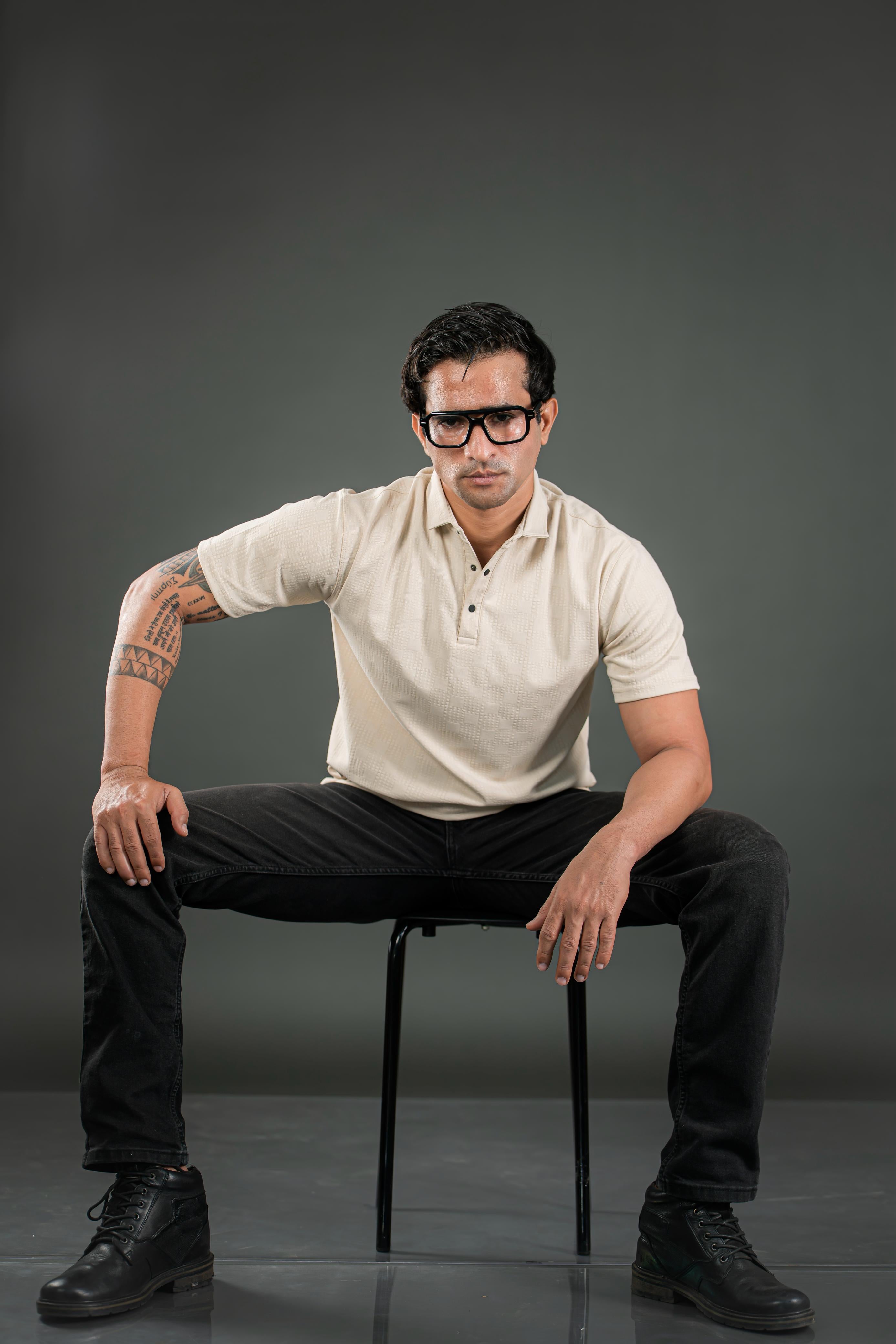 Light Beige Textured Polo