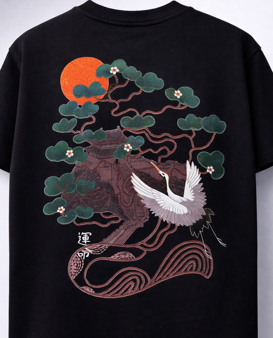 'Eternal Crane' Oversized Tee