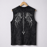 Dark Grey Acid-wash Sleeveless Tee- Void Seraph